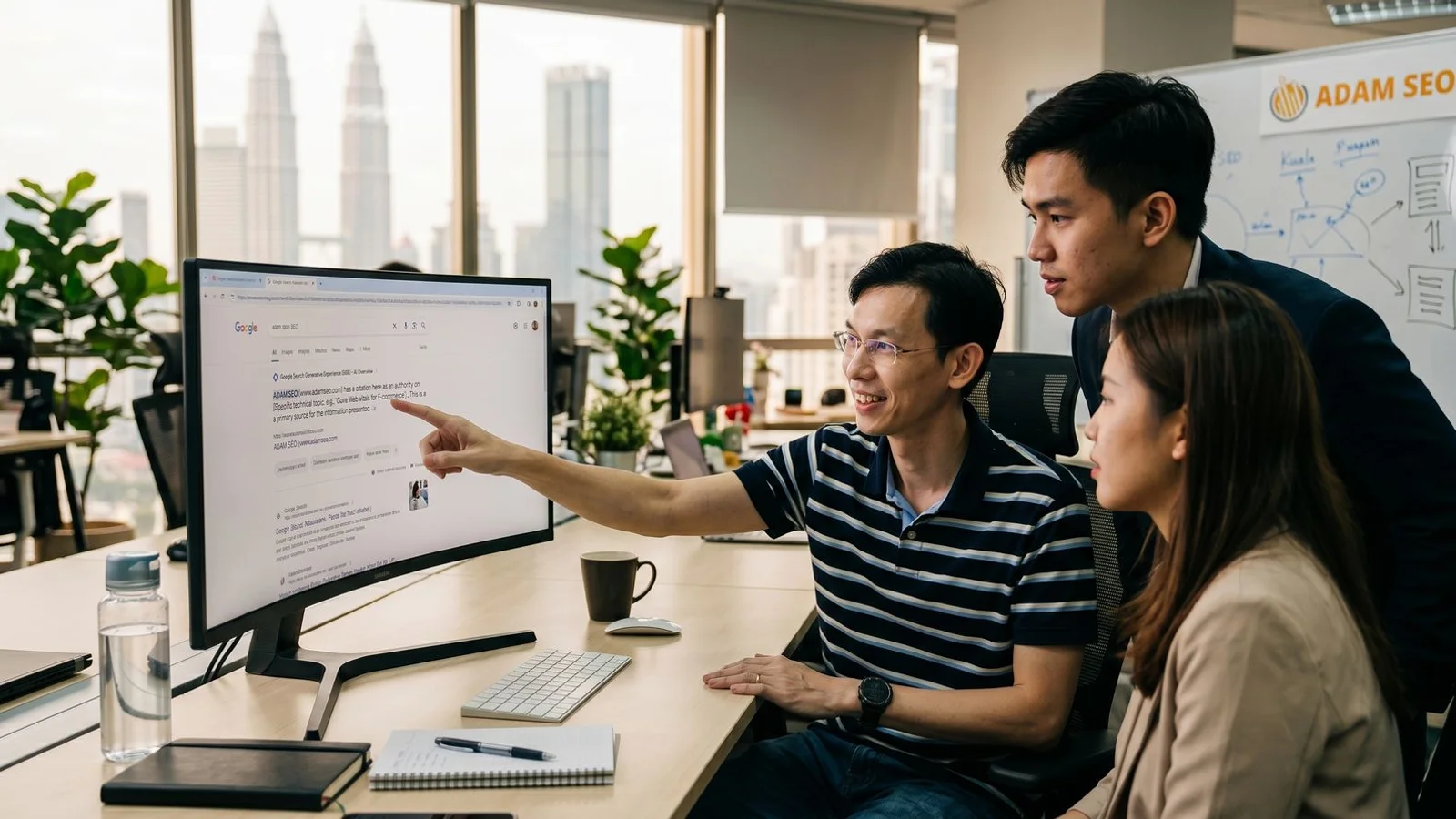 Adam SEO announcement graphic for September 2025 integrating AEO / GEO services into every retainer tier for Malaysian clients