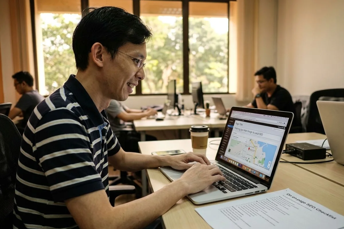 Local landing page for Petaling Jaya neighbourhoods SS2, Damansara, and Kelana Jaya showing on-page SEO title tag and meta description with city keywords