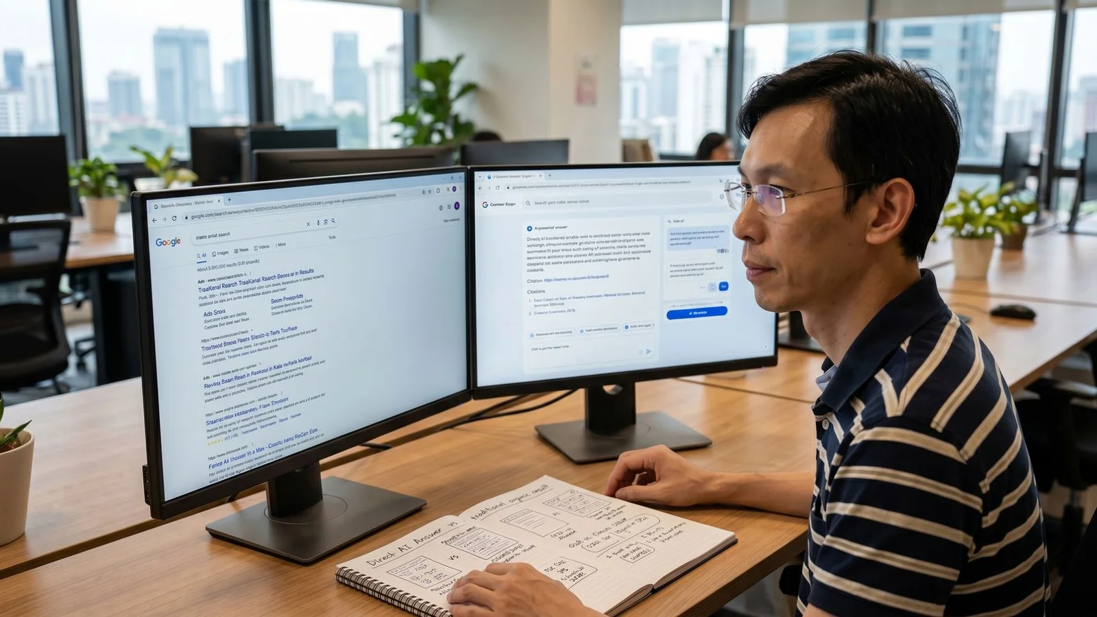 Answer Engine Optimization (AEO) overview showing ChatGPT, Perplexity, Google SGE and entity-based citation logic